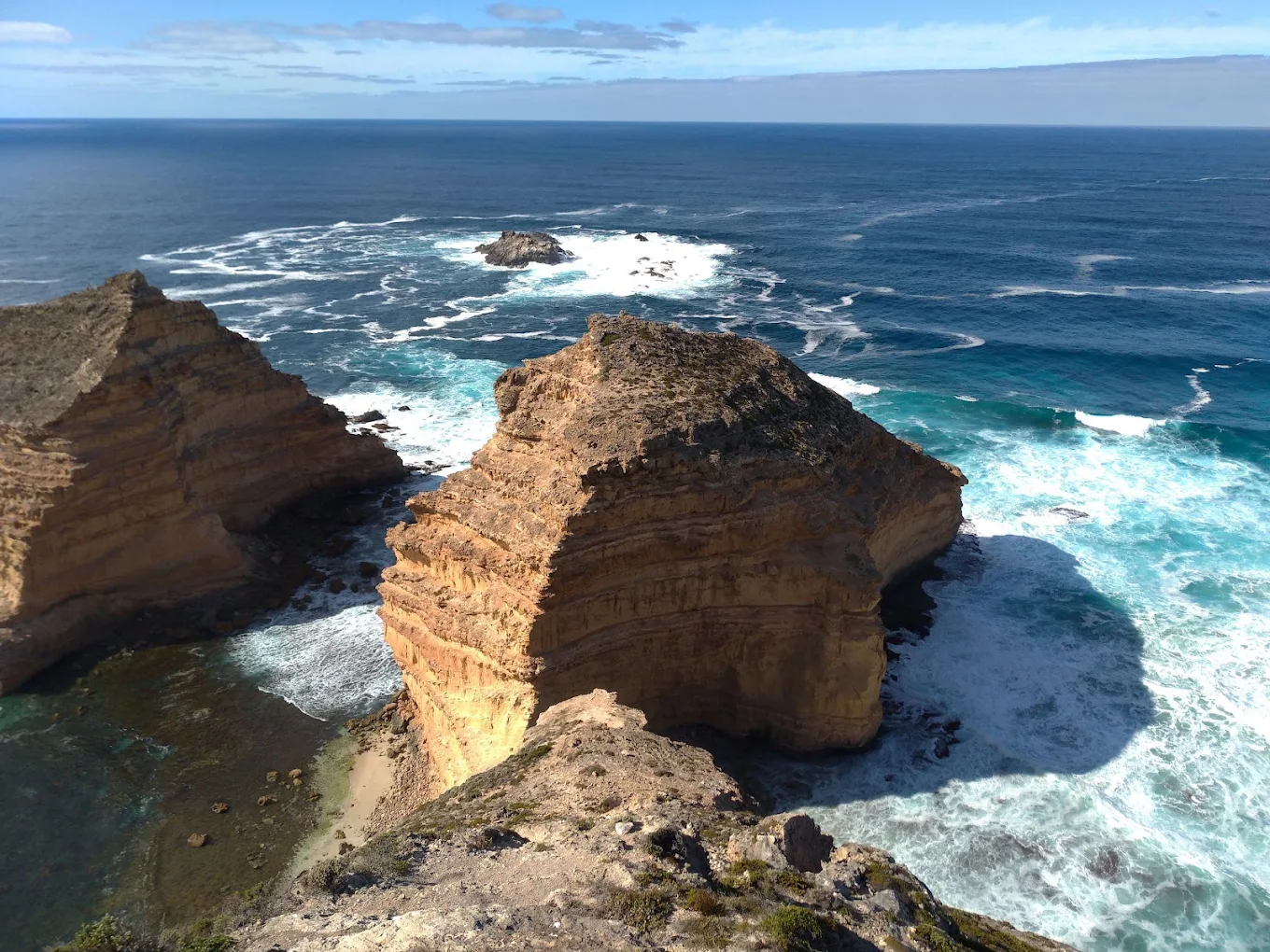 Dramatic limestone cliffs and Southern Ocean surf at Whalers Way near Port Lincoln